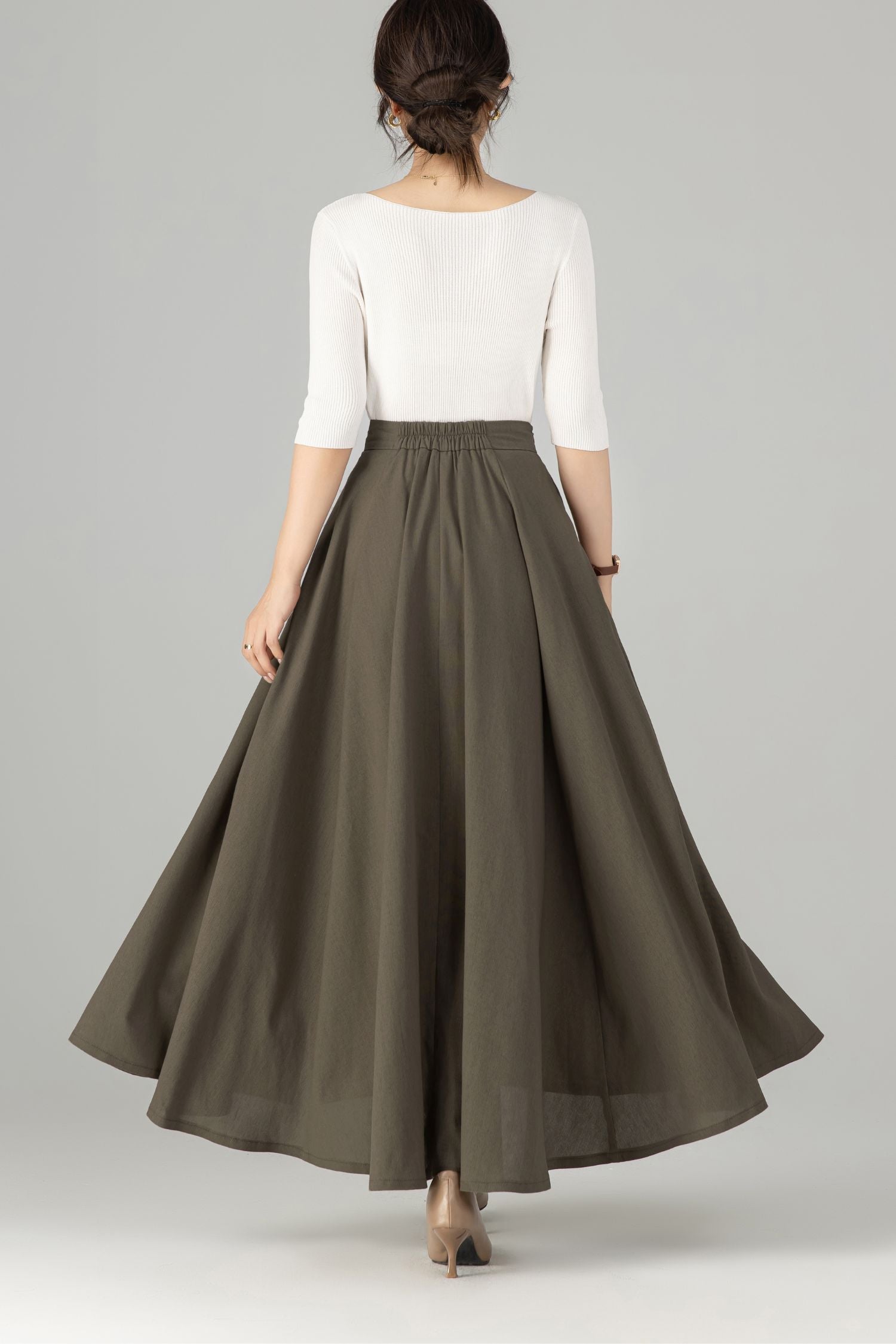 Dress Olive Green Button Down Skirt Olive Green Linen Maxi Skirt Button-Up A-Line Xiaolizi Dress Olive Green Button Down Skirt Olive Green Linen Maxi Skirt Button-Up A-Line Xiaolizi