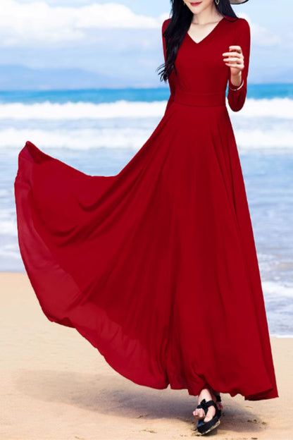 Swing a line summer maxi chiffon dress 5159
