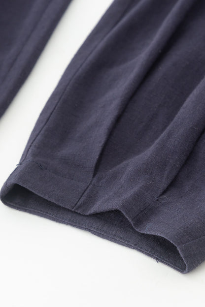 Navy loose fitting wide leg linen pants Handmade by Xiaolizi 5914