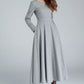 Gray Long sleeve Swing wool dress 1616