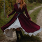 Burgundy Hooded Wool Coat – Handmade Long Belted Wool Winter Overcoat for Women 6546