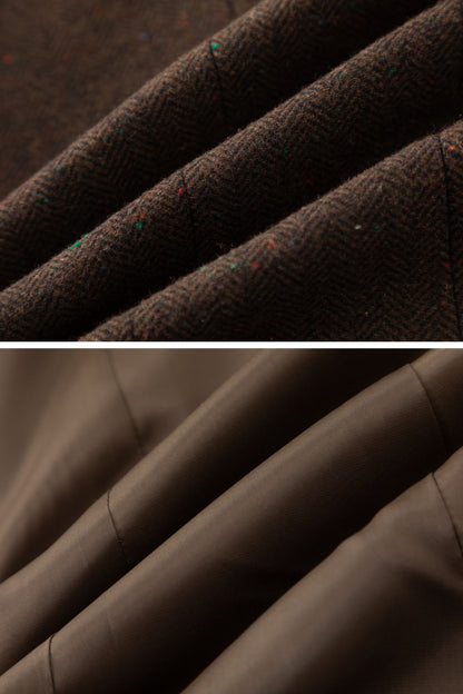 Vintage Wool Blend Short Coat – Handmade Brown Tailored Jacket | Xiaolizi 5566