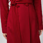 Women's Hooded Wool Coat - Double Breasted Red Winter Coat 5612