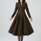 Plaid Wool Dress – Vintage Long Sleeve Fit & Flare Winter Midi | Xiaolizi 5302