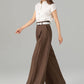 Womens elegant wide leg long linen pants 4918