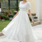 White Linen Midi swing Wedding Dress 5983