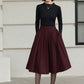 Xiaolizi Rust Brown Wool Midi Skirt for Women – Handmade High-Waist A-Line Winter Skirt 6608