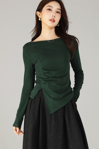 Asymmetrical autumn knit top women 6504