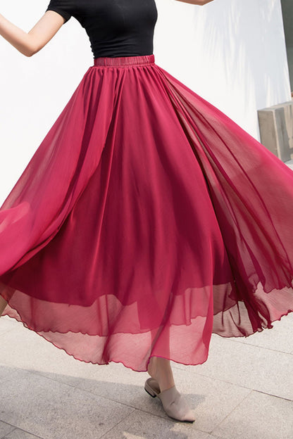 Maxi plus size swing a line chiffon skirt women TT0034