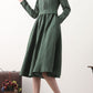 Midi green linen swing spring dresses 2576