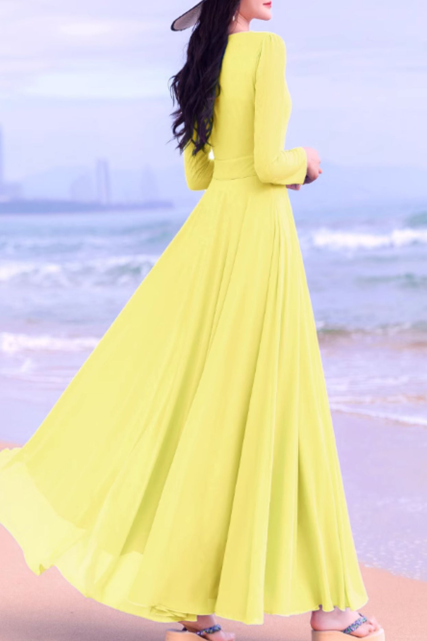 Swing a line summer maxi chiffon dress 5159