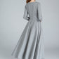 Gray Long sleeve Swing wool dress 1616