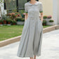 Grey midi Swing linen shirt Dress 5987 - S #CK2500324