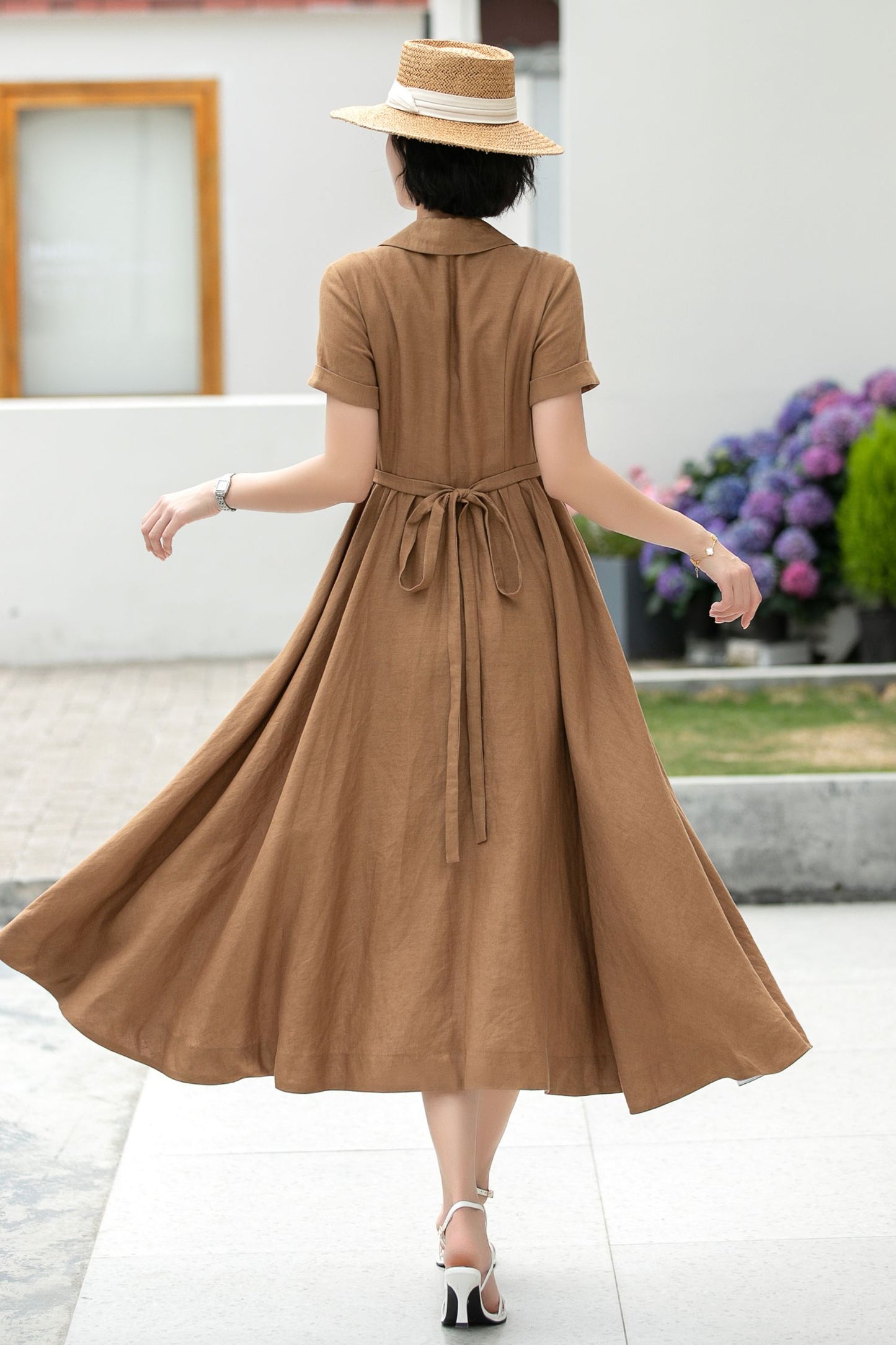 Wrap Linen Midi Shirt dress 5986