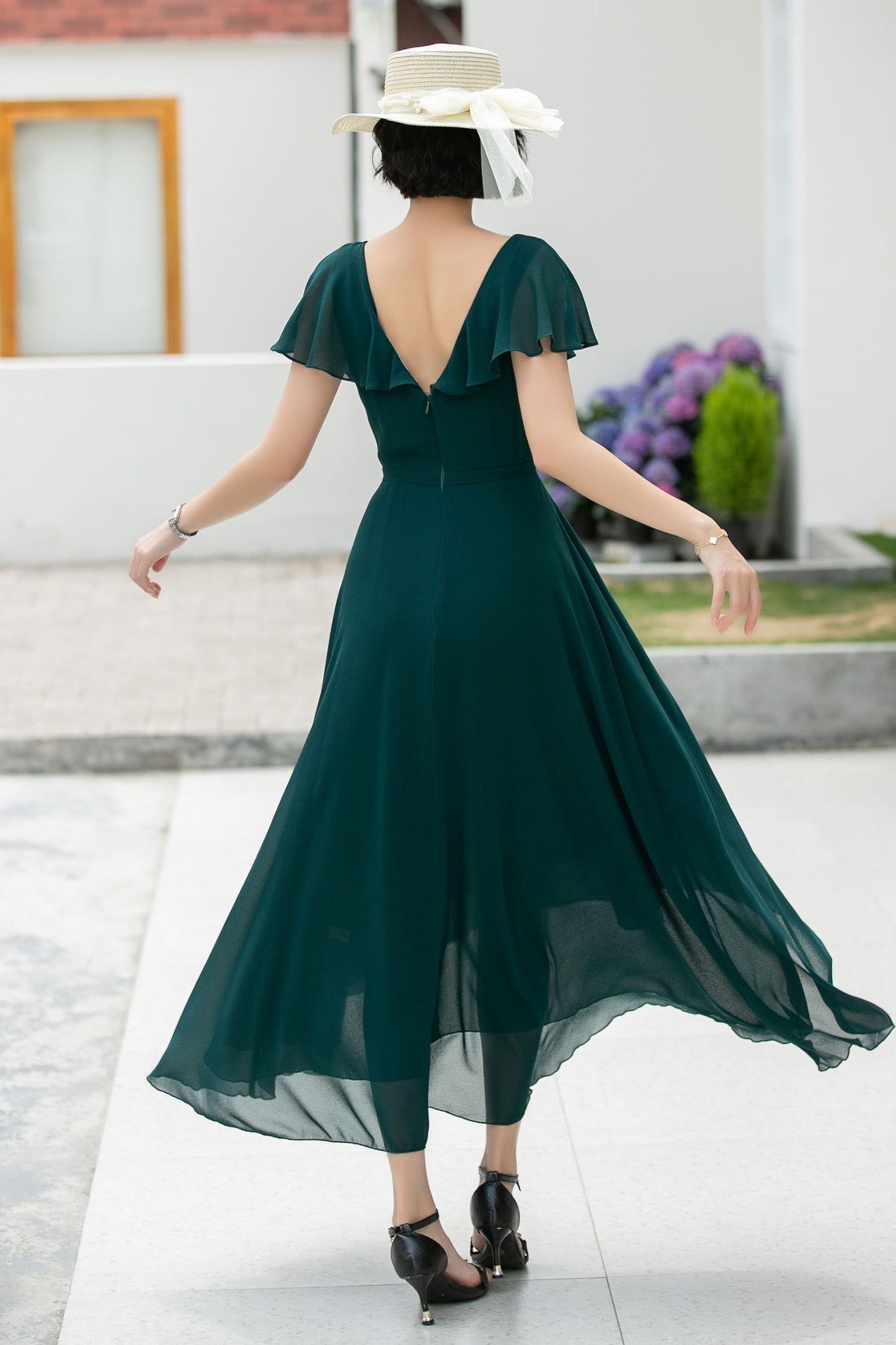 green swing summer chiffon dress 5990