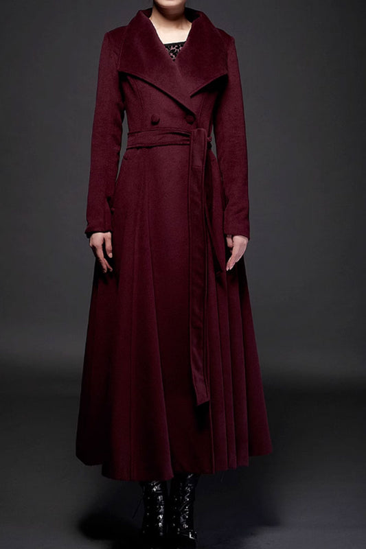 Double breasted winter long wool coats 4712