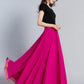 Swing long summer chiffon skirt with lace details 5197