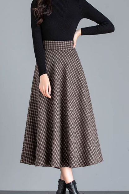 Midi vintage a line winter wool skirt 4644-1