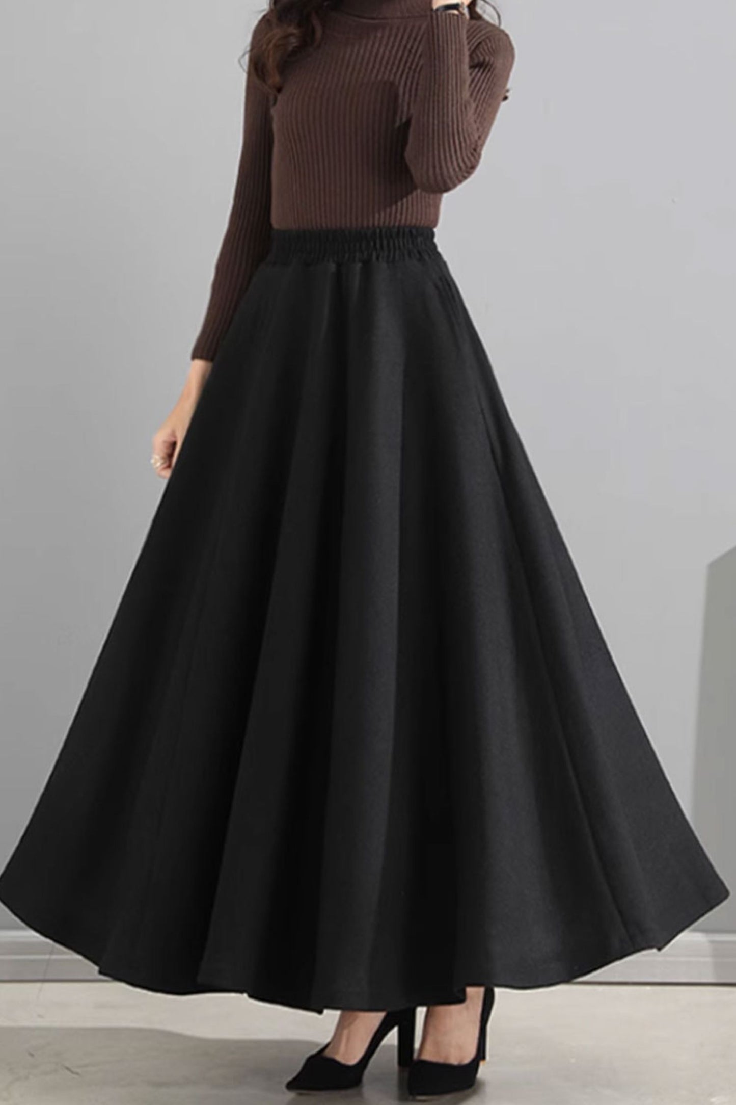 Long winter wool skirt women 4747