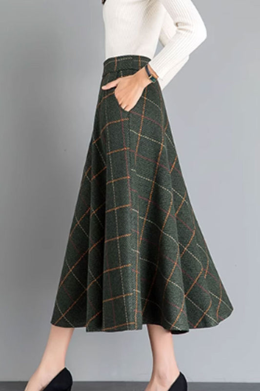 A line winter wool skirt for women 4641-2