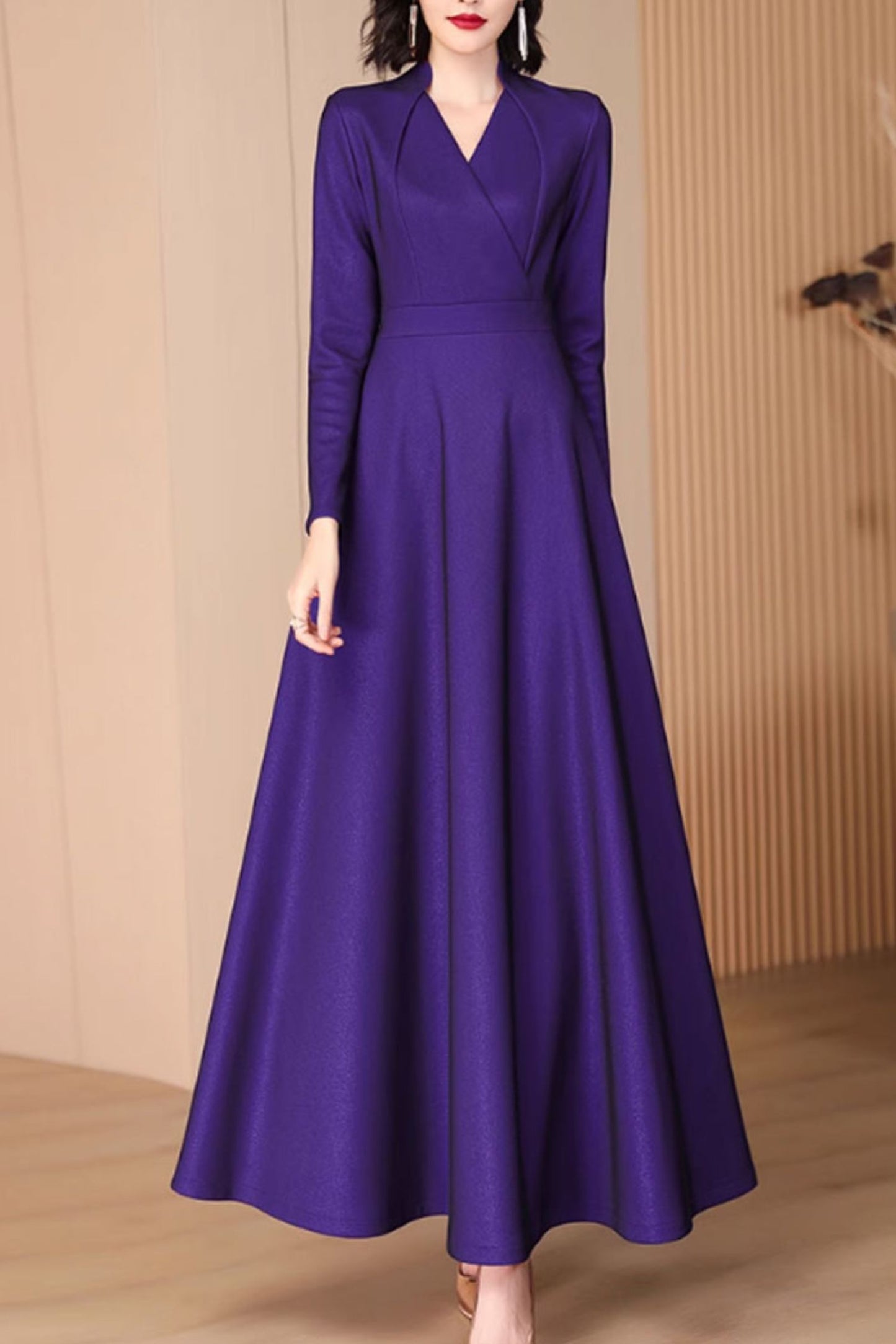 Purple elegant fit and flare dress  4790