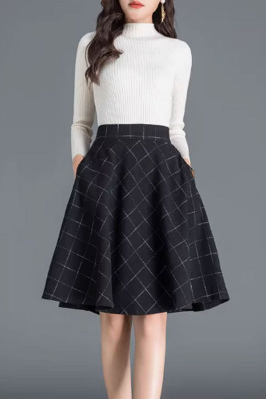 Skater winter wool skirt for women 4655-4