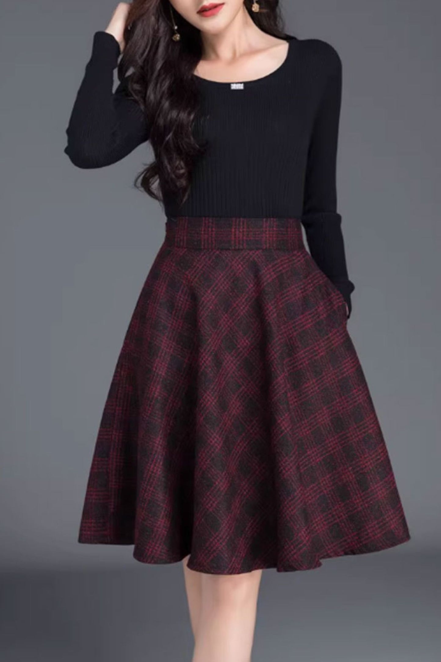 Skater winter wool skirt for women 4655-5