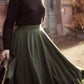 Green Midi Wool Skirt Women 4738