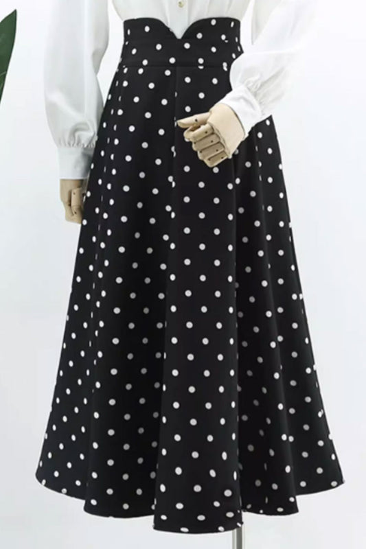 Prom black and white polka dot skirt women 4762