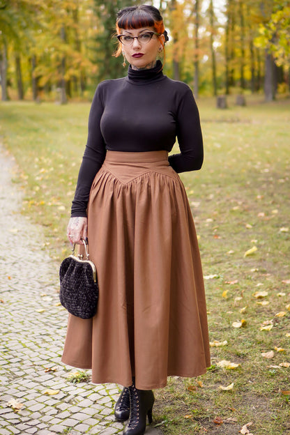 Womens maxi wool skirt for winter 4719#