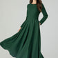 Green Swing Winter Long Wool Dress 4551
