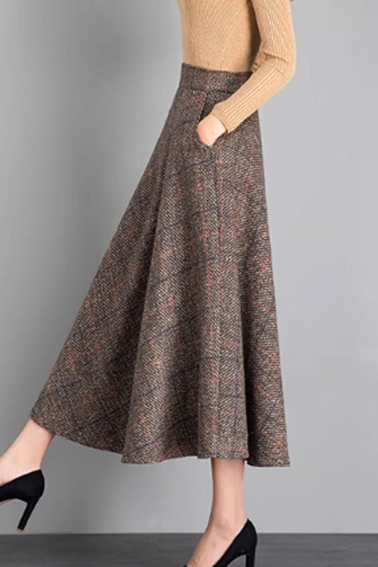 Midi a line wool skirt for women 4641