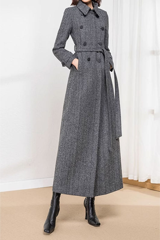 Double breasted winter wool coat 4574