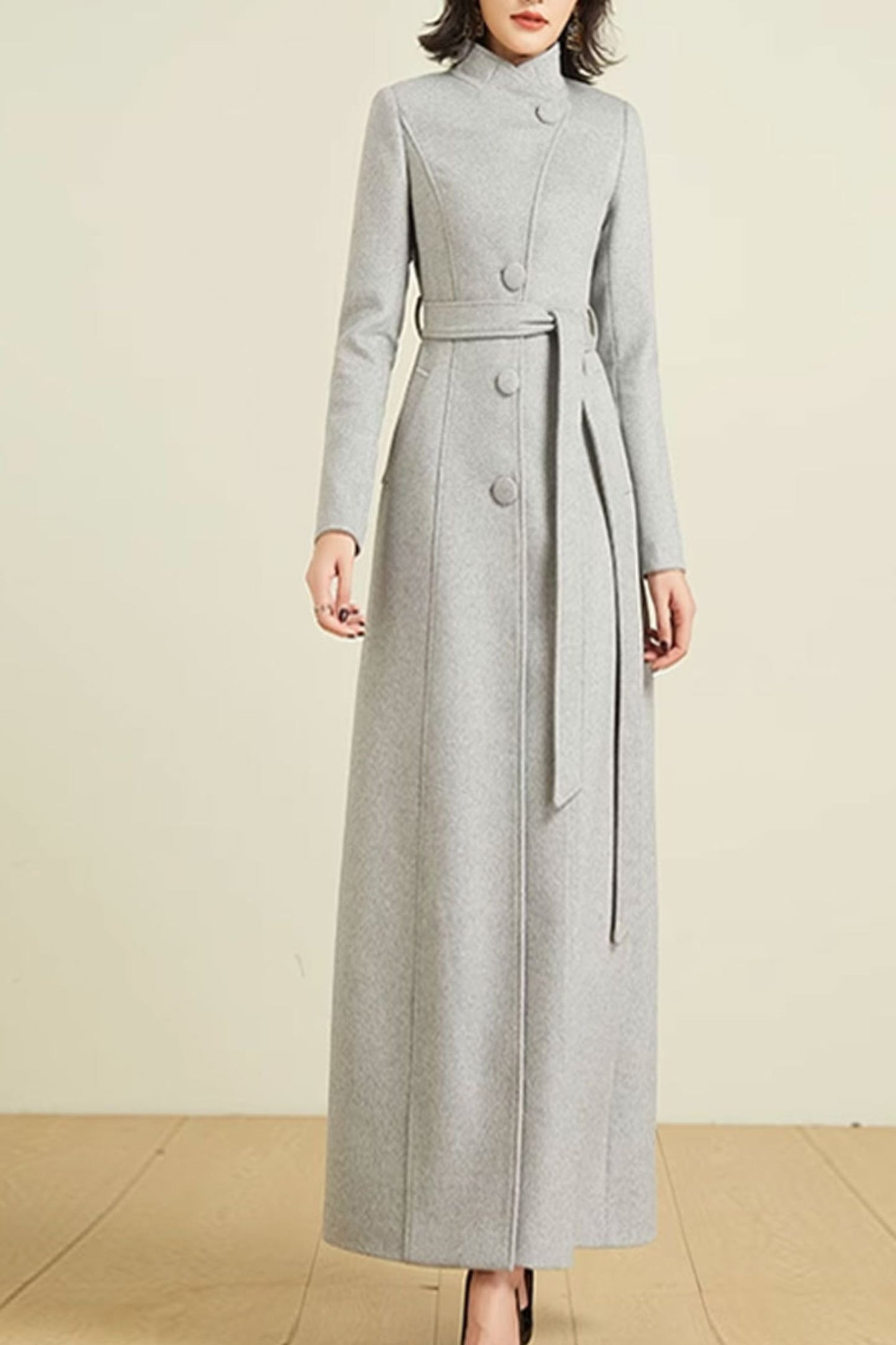 Maxi button down winter wool coat 4587