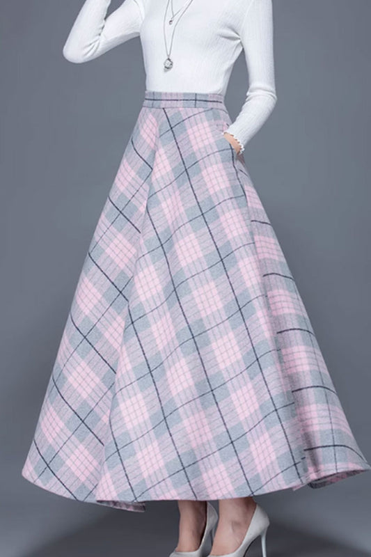 Maxi plaid warm winter skirt 4649