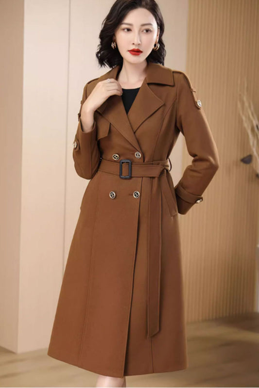 Double breasted winter wool coat for women 4706