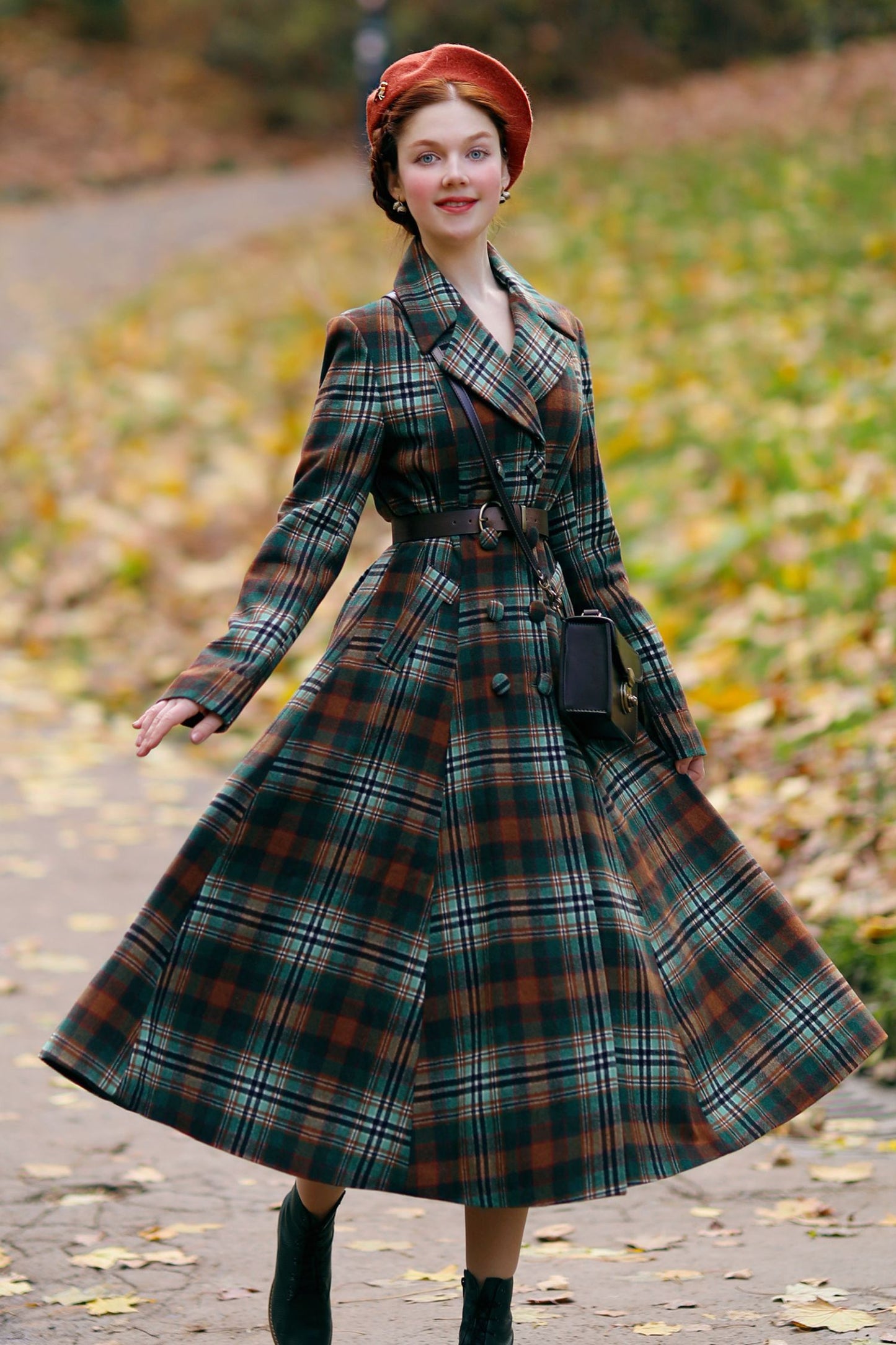 Vintage Plaid Long Winter Wool Coat 4730