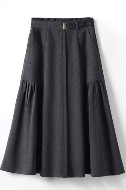 A line vintage winter wool skirt women 4761