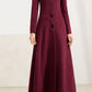 Burgungy long winter wool coat 4570