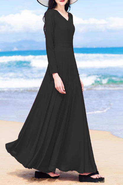 Swing a line summer maxi chiffon dress 5159