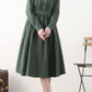 Midi green linen swing spring dresses 2576