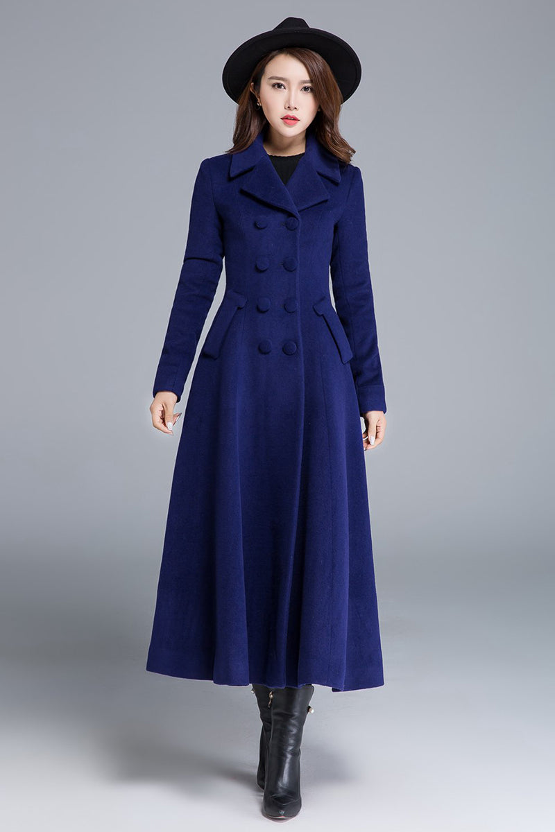 Blue Double Breasted Wool Coat 1685