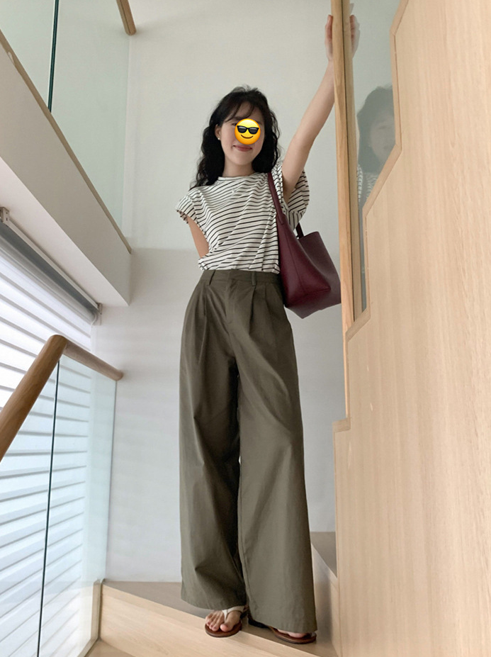 Women's summer loose fitting wide leg pants 4378