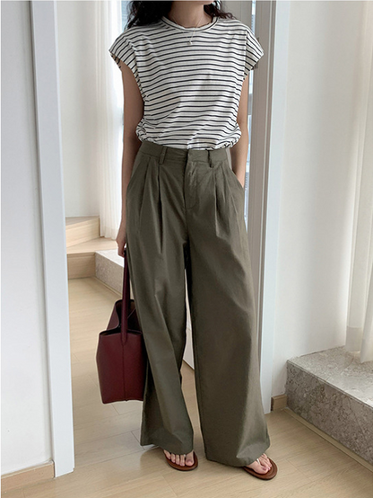 Women's summer loose fitting wide leg pants 4378