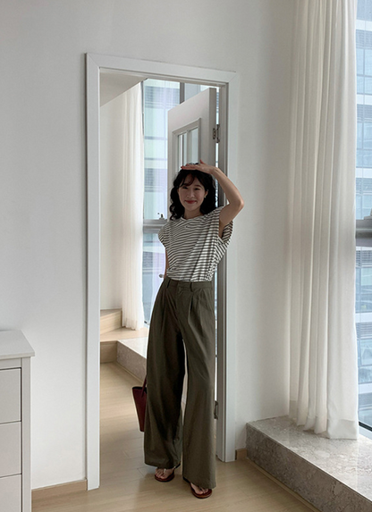 Women's summer loose fitting wide leg pants 4378