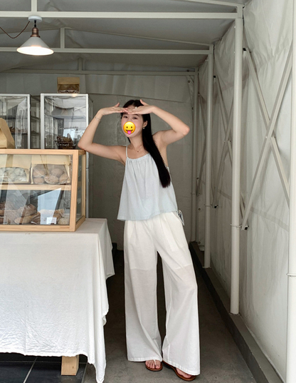 Women's summer loose fitting wide leg pants 4378