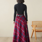Long wool plaid skirt for women 4618