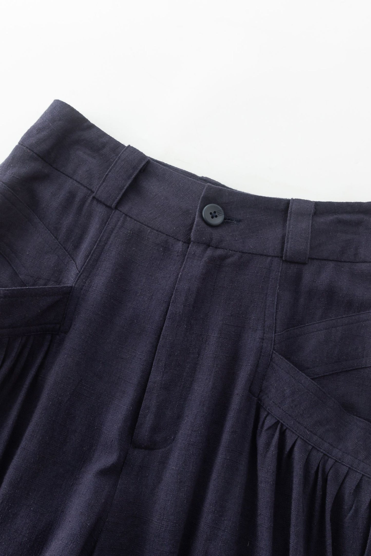 Navy loose fitting wide leg linen pants 4937