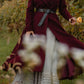 Burgundy Hooded Wool Coat – Handmade Long Belted Wool Winter Overcoat for Women 6546