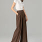 Womens elegant wide leg long linen pants 4918